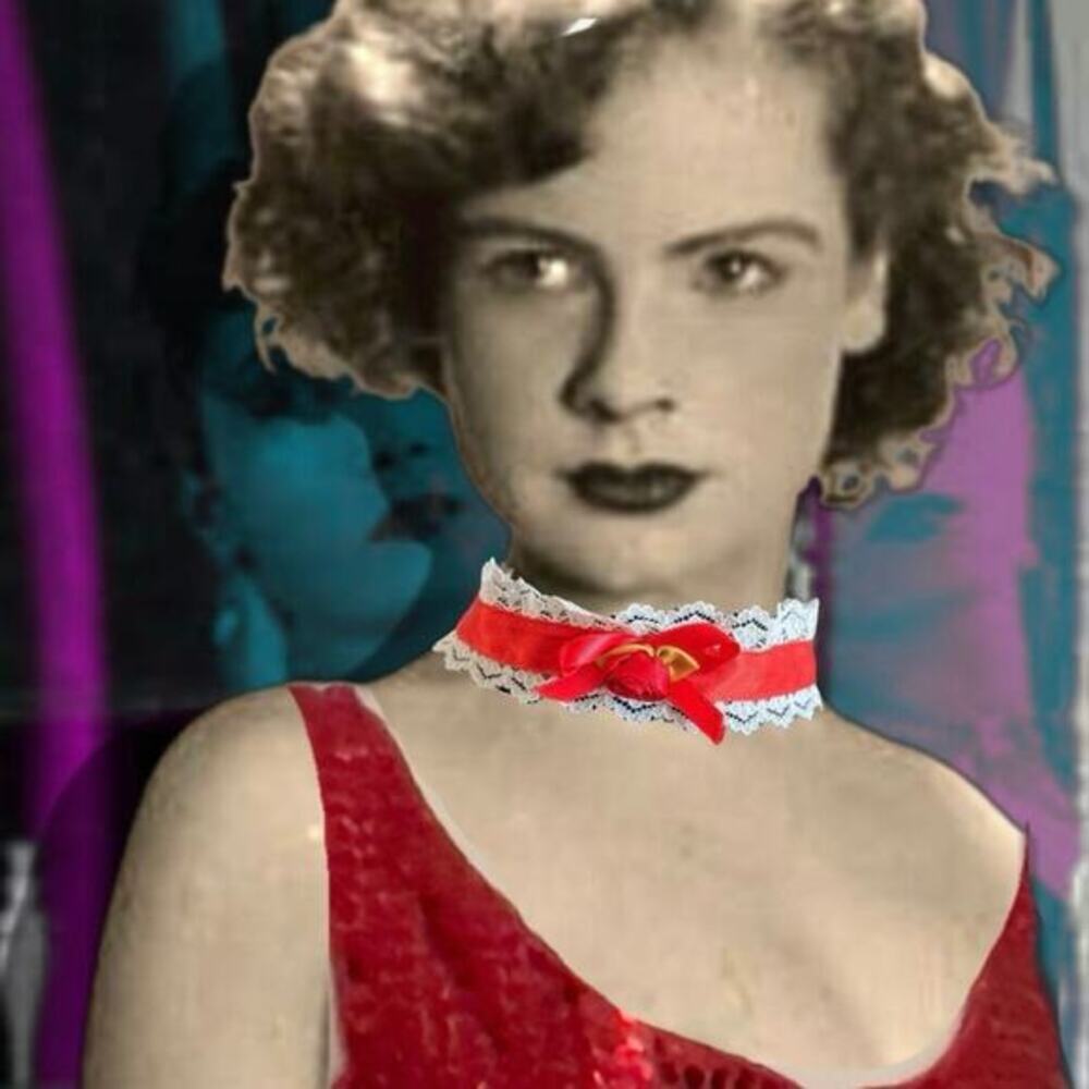 Red Lace Ribbon Choker Necklace Handmade Anna Konya Vintage Renaissance Faire